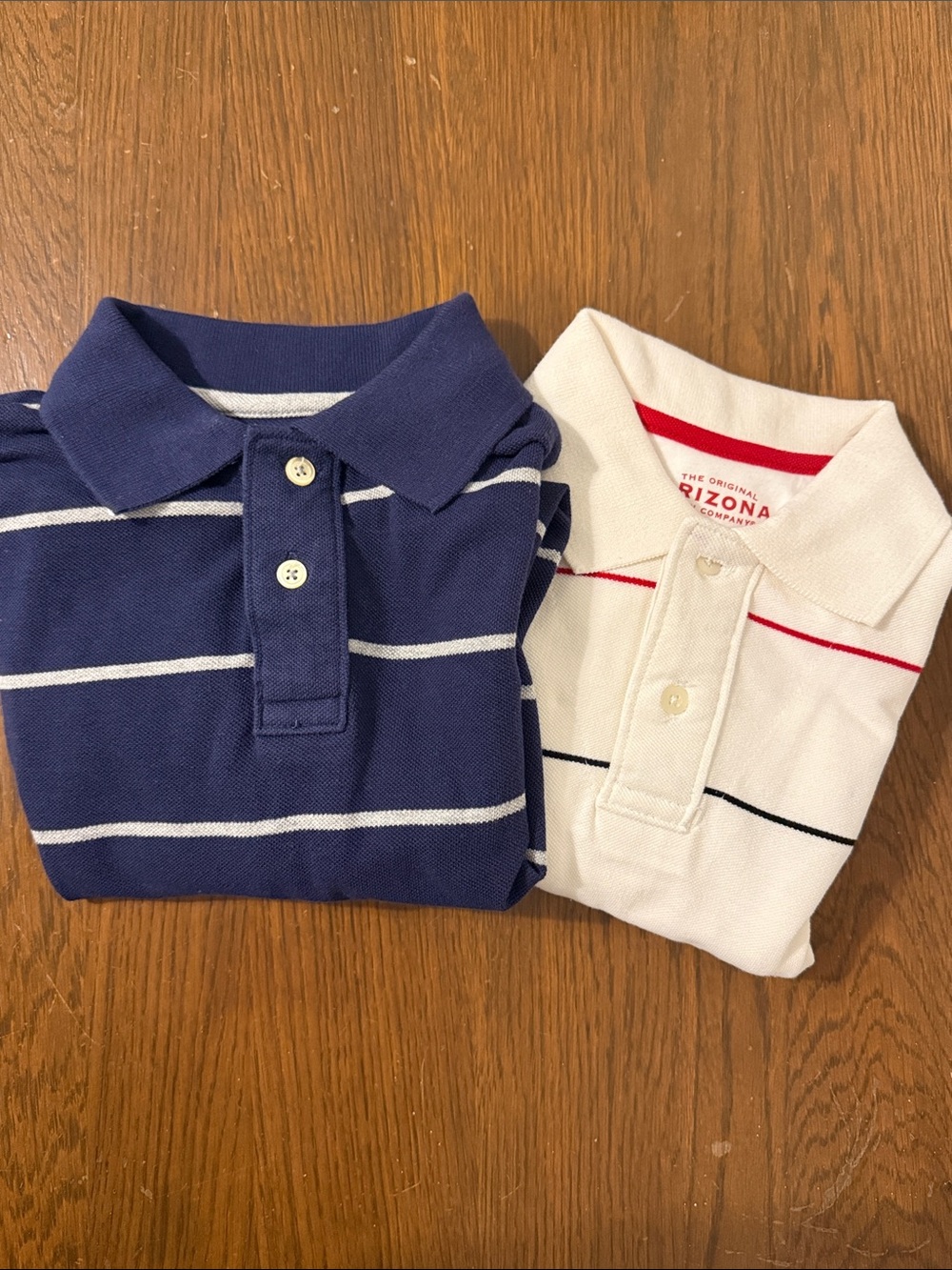 NWT Boy Arizona Jean Company Navy and White Striped Polo Size Medium 10/12